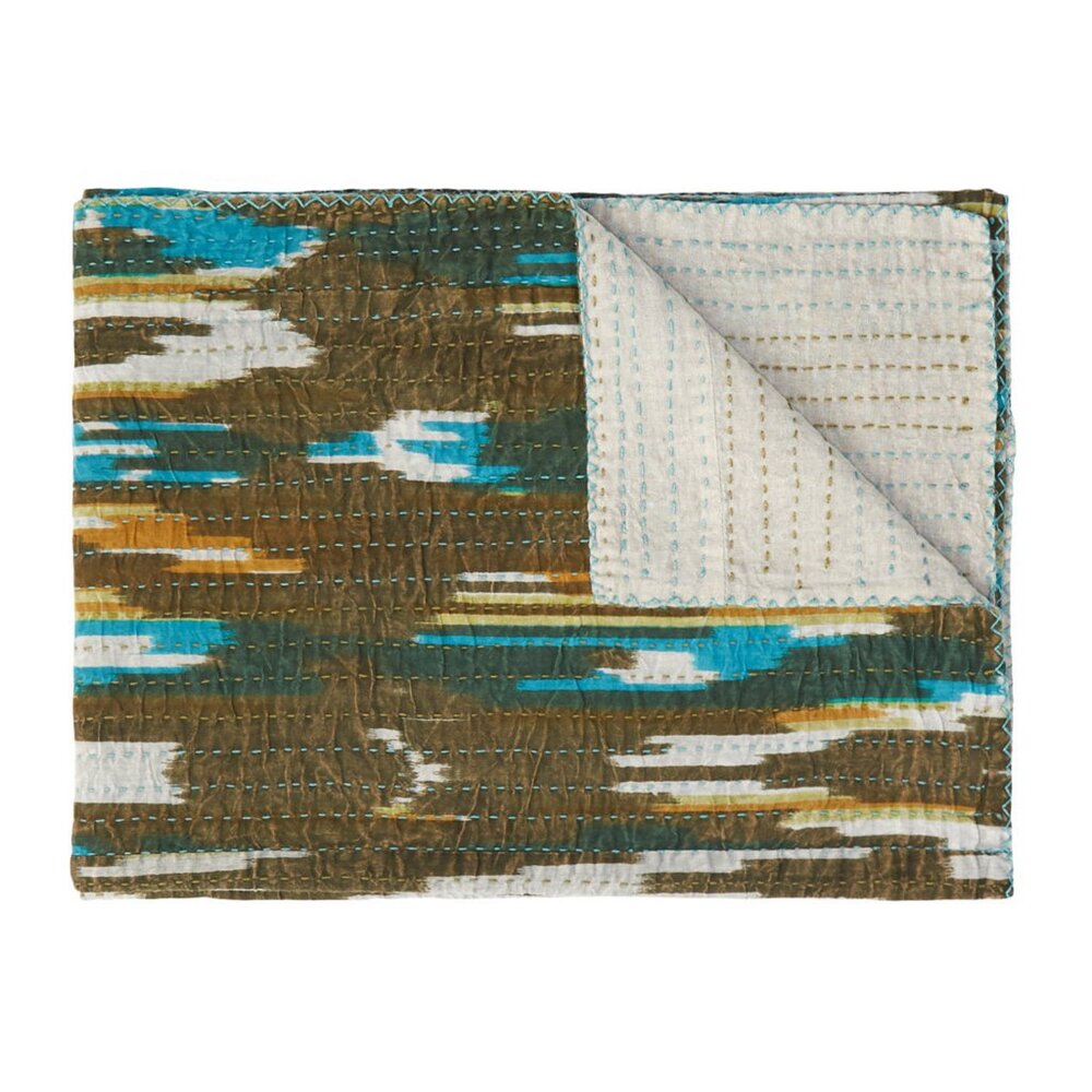Taj Hotel Home Decor Kantha Cotton Throw | 1-Piece | Multicolor | 50"x70"